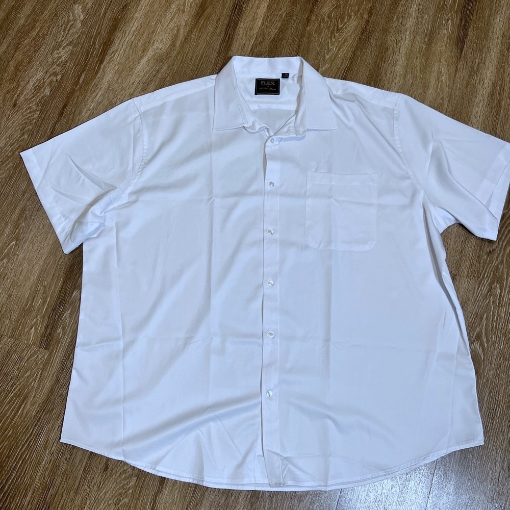 Flex Mens Luxury Collection White Short Sleeve Button‎ Down Shirt 4XL Big & Tall